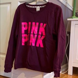 PINK maroon crew neck sweatshirt